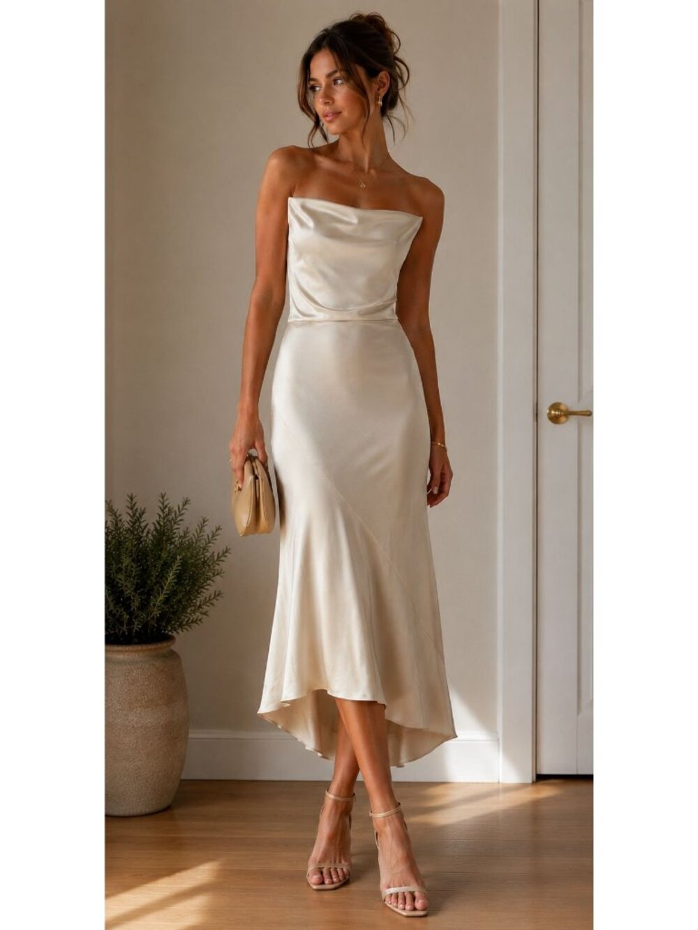 NWT $1957 Tom Ford Asymmetrical Silk Midi Skirt Ivory Size 8